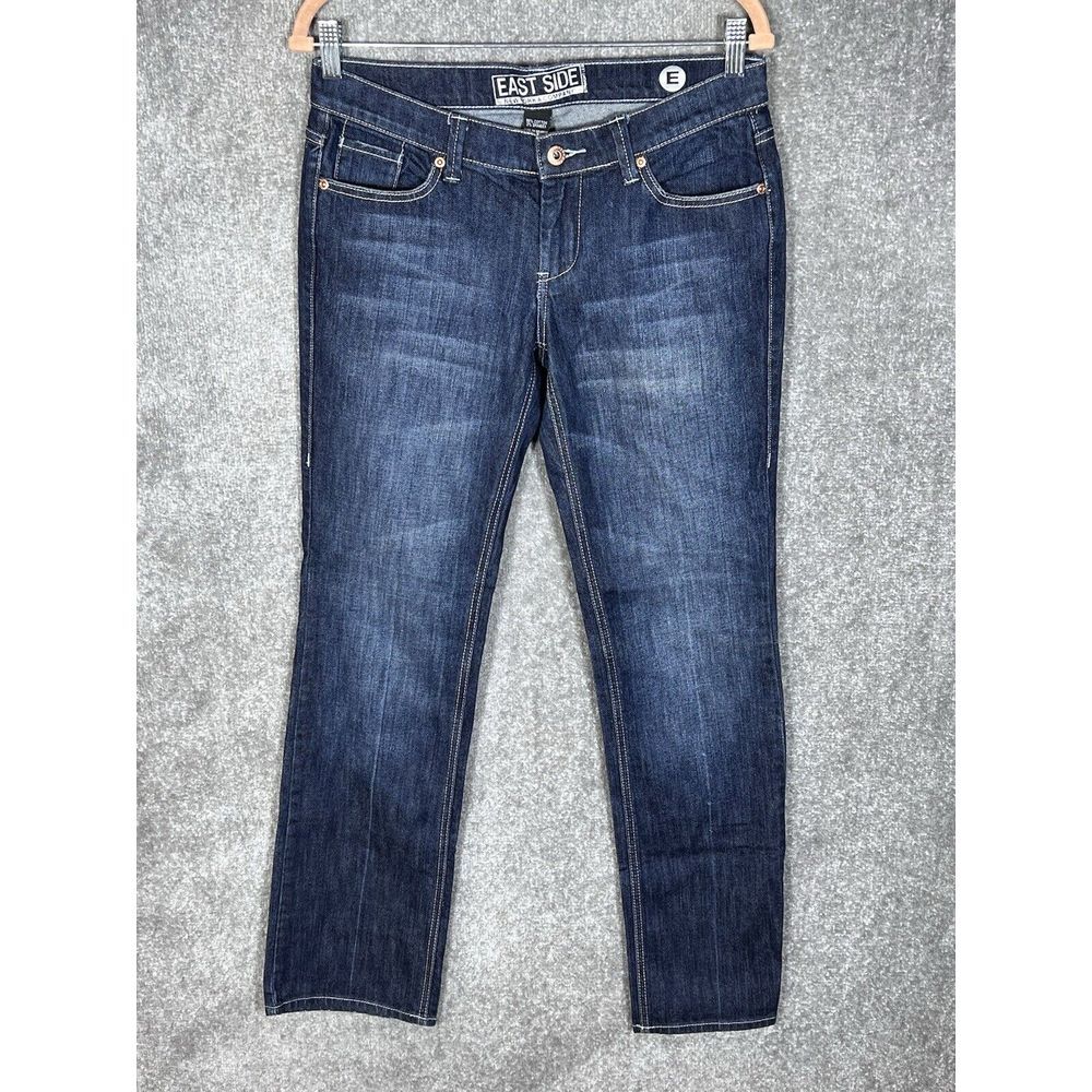 EAST SIDE New York & Co Jeans Womens Size 6 Blue Stretch Straight Leg Pockets